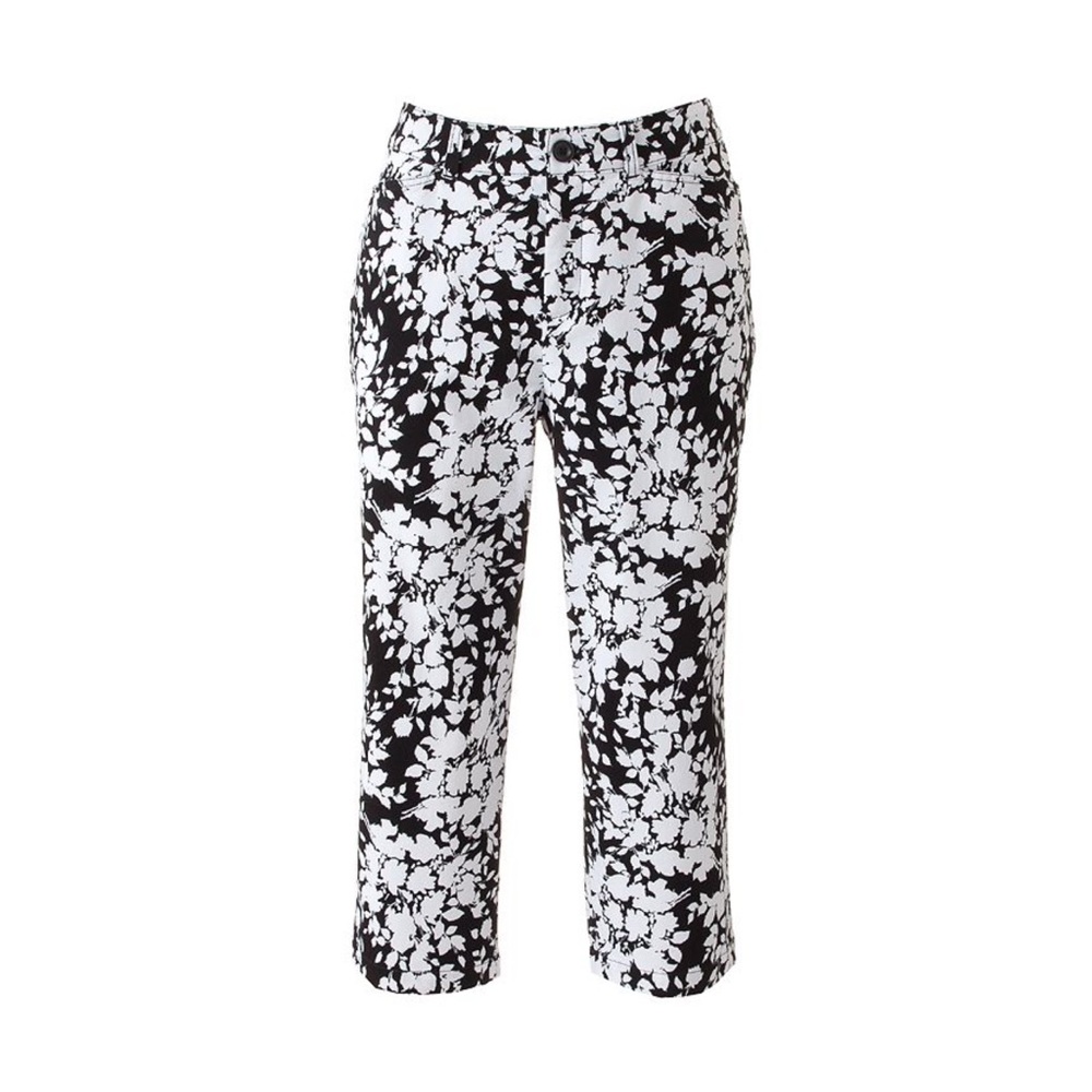 Floral Black and White Capri Pants
